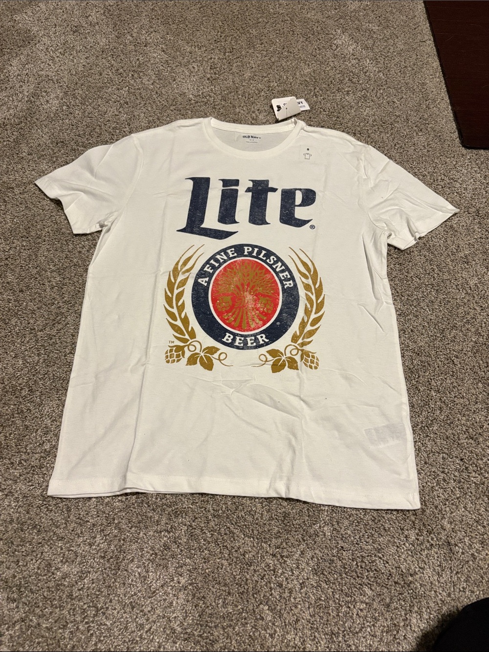 Old Navy White 'Lite' Graphic Logo Short Sleeve Tee